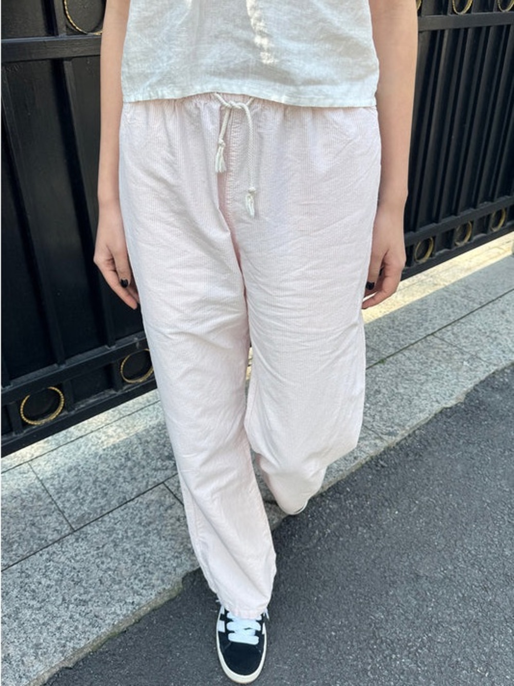 Brandy Melville Light Pink Drawstring Wide-Leg Pants